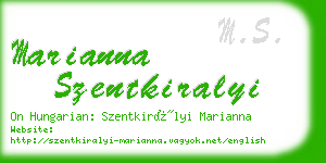 marianna szentkiralyi business card